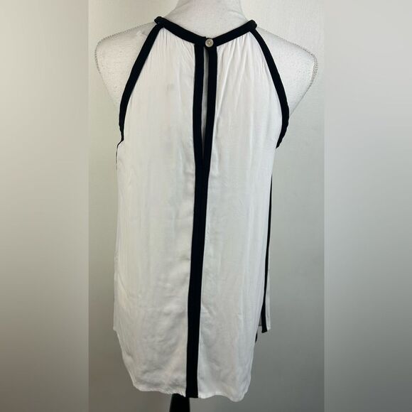 Max Studio Halter Style Women’s Tunic Top White Black Keyhole Back Size M NWT - Picture 2 of 5